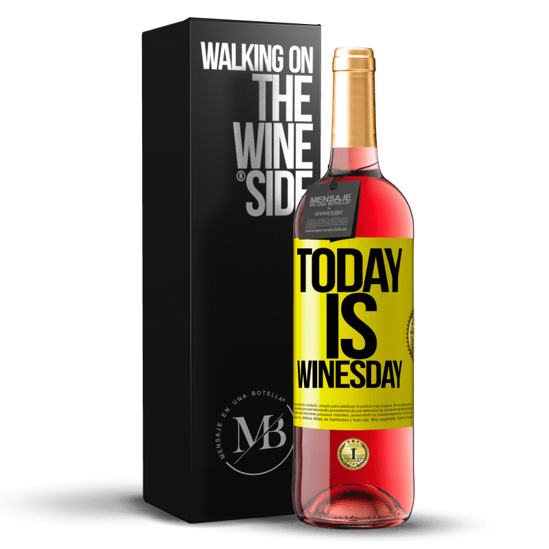 29,95 € Envio grátis | Vinho rosé Edição ROSÉ Today is winesday! Etiqueta Amarela. Etiqueta personalizável Vinho jovem Colheita 2024 Tempranillo