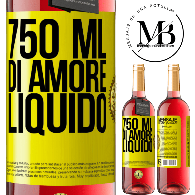 29,95 € Spedizione Gratuita | Vino rosato Edizione ROSÉ 750 ml di amore liquido Etichetta Gialla. Etichetta personalizzabile Vino giovane Raccogliere 2025 Tempranillo