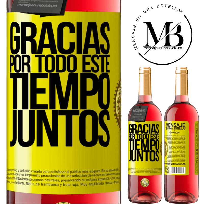 29,95 € Envío gratis | Vino Rosado Edición ROSÉ Gracias por todo este tiempo juntos Etiqueta Amarilla. Etiqueta personalizable Vino joven Cosecha 2023 Tempranillo