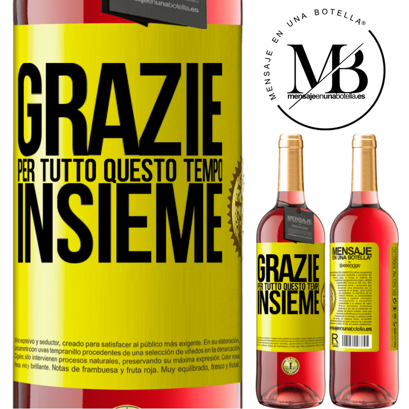 29,95 € Spedizione Gratuita | Vino rosato Edizione ROSÉ Grazie per tutto questo tempo insieme Etichetta Gialla. Etichetta personalizzabile Vino giovane Raccogliere 2023 Tempranillo