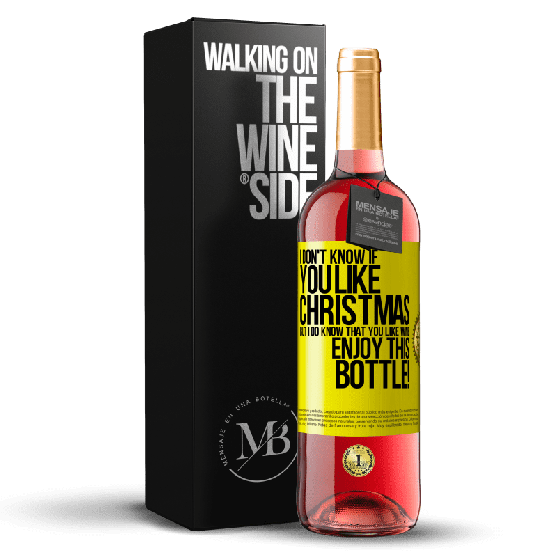 29,95 € Free Shipping | Rosé Wine ROSÉ Edition I don't know if you like Christmas, but I do know that you like wine. Enjoy this bottle! Yellow Label. Customizable label Young wine Harvest 2023 Tempranillo