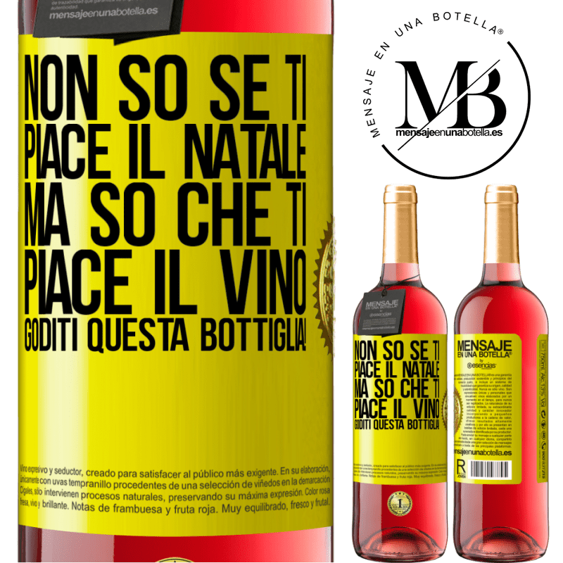 29,95 € Spedizione Gratuita | Vino rosato Edizione ROSÉ Non so se ti piace il Natale, ma so che ti piace il vino. Goditi questa bottiglia! Etichetta Gialla. Etichetta personalizzabile Vino giovane Raccogliere 2023 Tempranillo