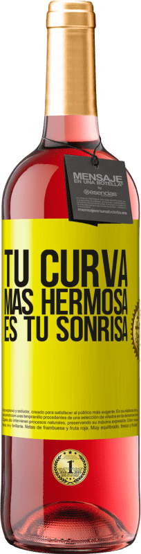 29,95 € Envío gratis | Vino Rosado Edición ROSÉ Tu curva más hermosa es tu sonrisa Etiqueta Amarilla. Etiqueta personalizable Vino joven Cosecha 2024 Tempranillo