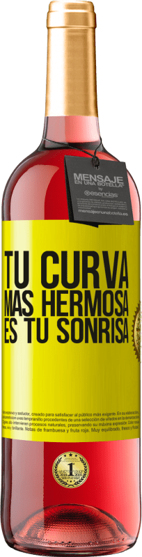 29,95 € Envío gratis | Vino Rosado Edición ROSÉ Tu curva más hermosa es tu sonrisa Etiqueta Amarilla. Etiqueta personalizable Vino joven Cosecha 2025 Tempranillo