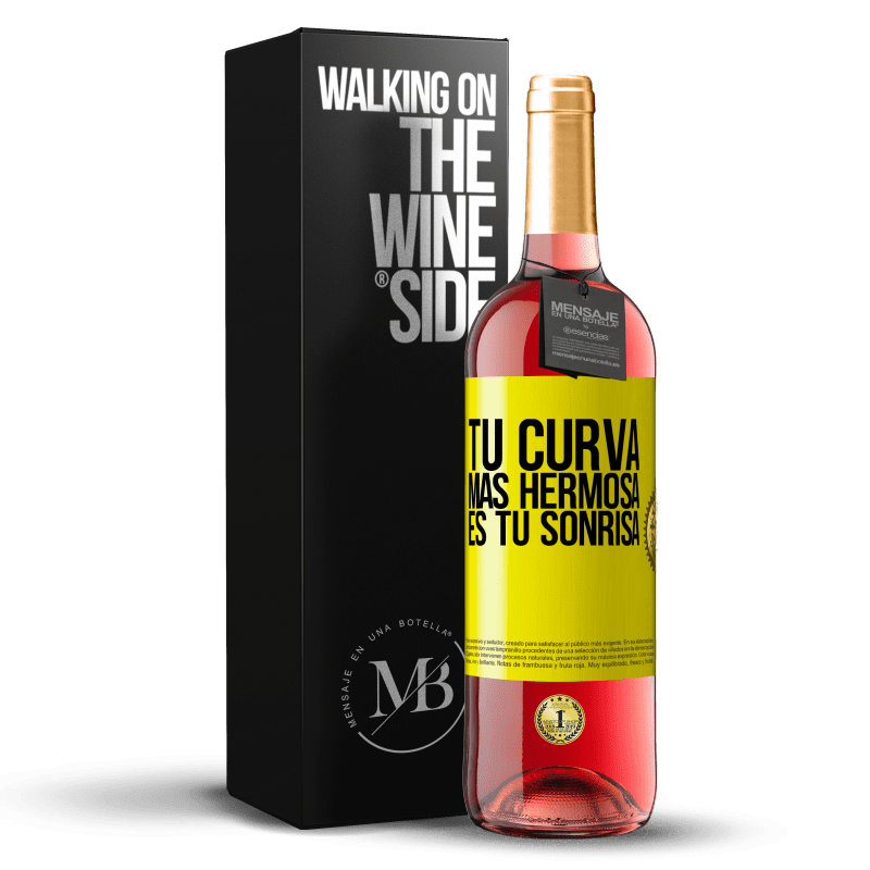 29,95 € Envío gratis | Vino Rosado Edición ROSÉ Tu curva más hermosa es tu sonrisa Etiqueta Amarilla. Etiqueta personalizable Vino joven Cosecha 2024 Tempranillo