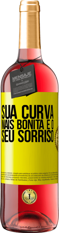 29,95 € | Vinho rosé Edição ROSÉ Sua curva mais bonita é o seu sorriso Etiqueta Amarela. Etiqueta personalizável Vinho jovem Colheita 2024 Tempranillo