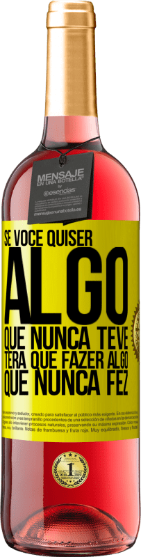 29,95 € Envio grátis | Vinho rosé Edição ROSÉ Se você quiser algo que nunca teve, terá que fazer algo que nunca fez Etiqueta Amarela. Etiqueta personalizável Vinho jovem Colheita 2025 Tempranillo