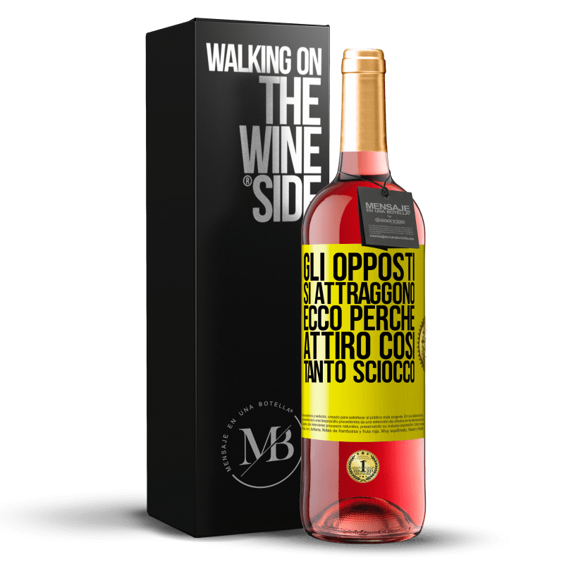 29,95 € Spedizione Gratuita | Vino rosato Edizione ROSÉ Gli opposti si attraggono. Ecco perché attiro così tanto sciocco Etichetta Gialla. Etichetta personalizzabile Vino giovane Raccogliere 2024 Tempranillo