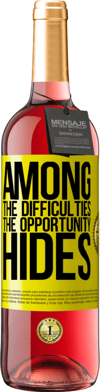 29,95 € Free Shipping | Rosé Wine ROSÉ Edition Among the difficulties the opportunity hides Yellow Label. Customizable label Young wine Harvest 2025 Tempranillo