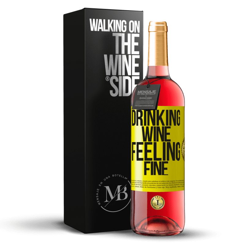 29,95 € Kostenloser Versand | Roséwein ROSÉ Ausgabe Drinking wine, feeling fine Gelbes Etikett. Anpassbares Etikett Junger Wein Ernte 2024 Tempranillo