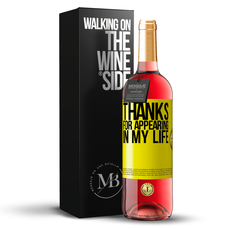 29,95 € Бесплатная доставка | Розовое вино Издание ROSÉ Спасибо, что появился в моей жизни Желтая этикетка. Настраиваемая этикетка Молодое вино Урожай 2023 Tempranillo