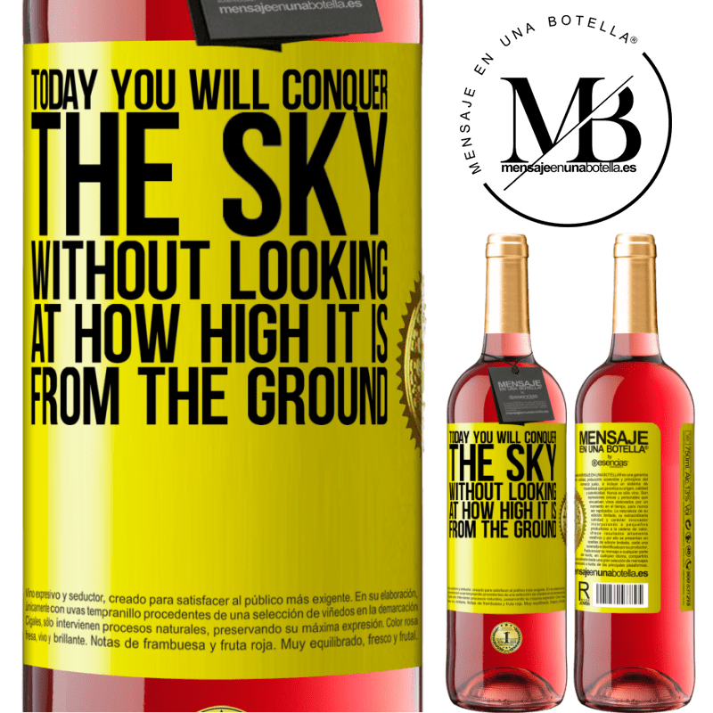 24,95 € Free Shipping | Rosé Wine ROSÉ Edition Today you will conquer the sky, without looking at how high it is from the ground Yellow Label. Customizable label Young wine Harvest 2021 Tempranillo