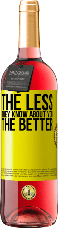 29,95 € Free Shipping | Rosé Wine ROSÉ Edition The less they know about you, the better Yellow Label. Customizable label Young wine Harvest 2023 Tempranillo
