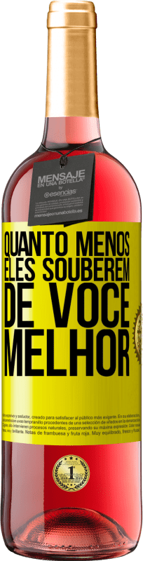 29,95 € Envio grátis | Vinho rosé Edição ROSÉ Quanto menos eles souberem de você, melhor Etiqueta Amarela. Etiqueta personalizável Vinho jovem Colheita 2025 Tempranillo