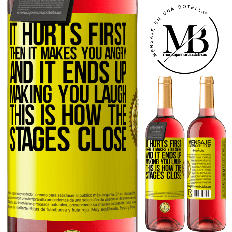 29,95 € Free Shipping | Rosé Wine ROSÉ Edition It hurts first, then it makes you angry, and it ends up making you laugh. This is how the stages close Yellow Label. Customizable label Young wine Harvest 2021 Tempranillo