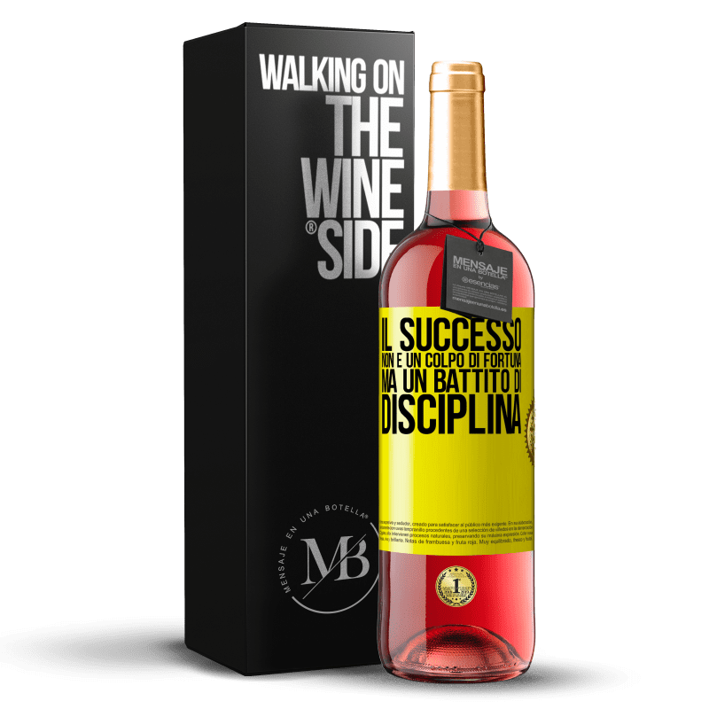 29,95 € Spedizione Gratuita | Vino rosato Edizione ROSÉ Il successo non è un colpo di fortuna, ma un battito di disciplina Etichetta Gialla. Etichetta personalizzabile Vino giovane Raccogliere 2024 Tempranillo