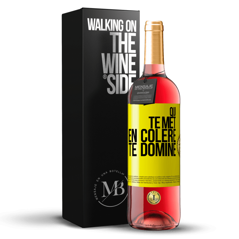 29,95 € Envoi gratuit | Vin rosé Édition ROSÉ Qui te met en colère te domine Étiquette Jaune. Étiquette personnalisable Vin jeune Récolte 2024 Tempranillo