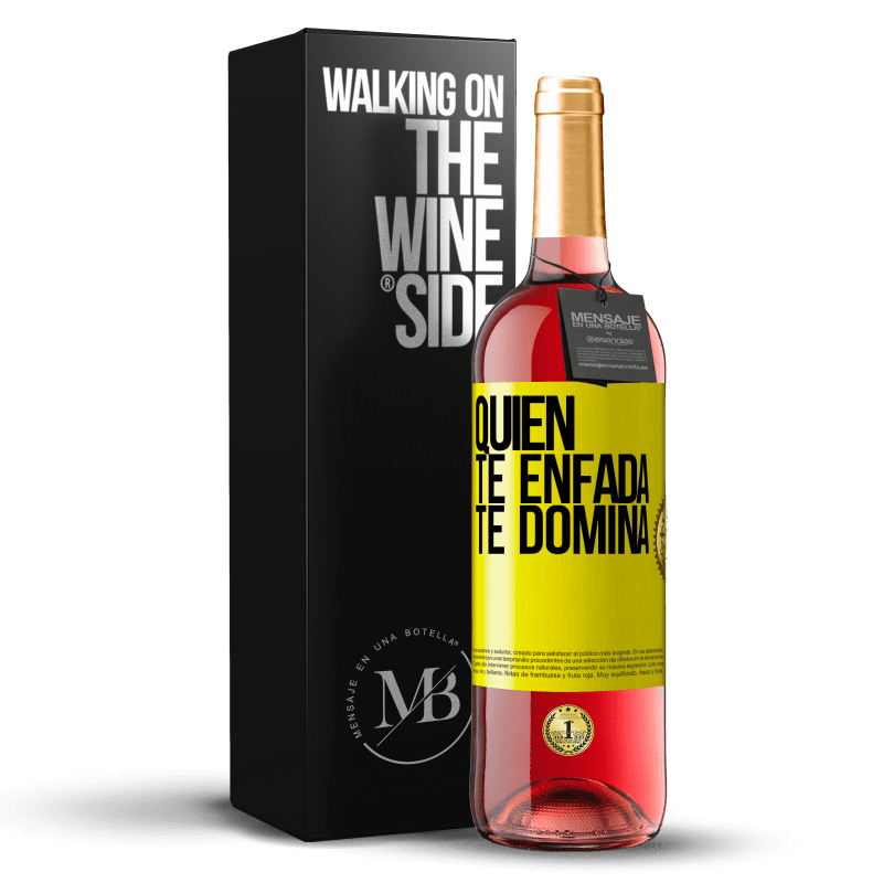 29,95 € Envío gratis | Vino Rosado Edición ROSÉ Quien te enfada te domina Etiqueta Amarilla. Etiqueta personalizable Vino joven Cosecha 2025 Tempranillo