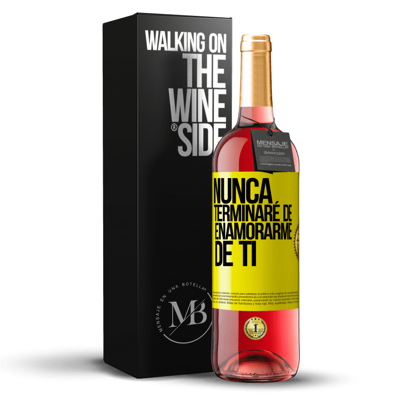 29,95 € Envío gratis | Vino Rosado Edición ROSÉ Nunca terminaré de enamorarme de ti Etiqueta Amarilla. Etiqueta personalizable Vino joven Cosecha 2023 Tempranillo