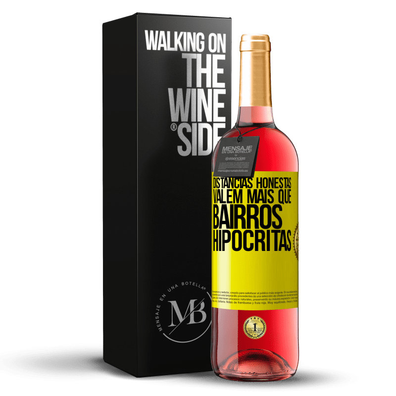 29,95 € Envio grátis | Vinho rosé Edição ROSÉ Distâncias honestas valem mais que bairros hipócritas Etiqueta Amarela. Etiqueta personalizável Vinho jovem Colheita 2025 Tempranillo