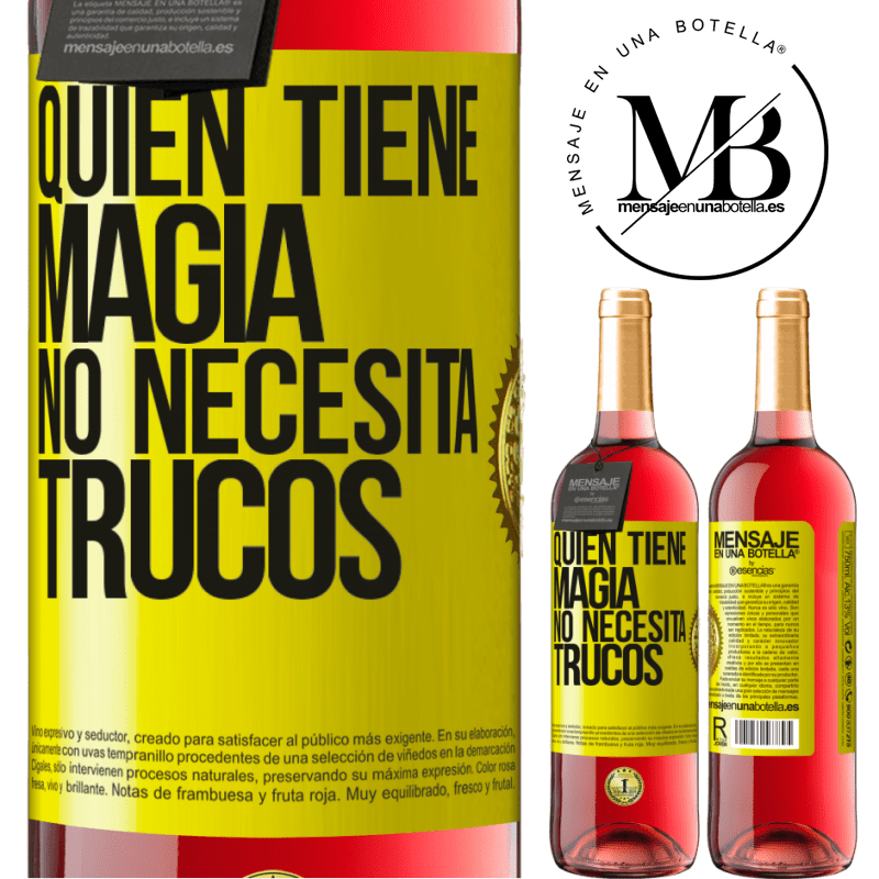 29,95 € Envío gratis | Vino Rosado Edición ROSÉ Quien tiene magia no necesita trucos Etiqueta Amarilla. Etiqueta personalizable Vino joven Cosecha 2024 Tempranillo