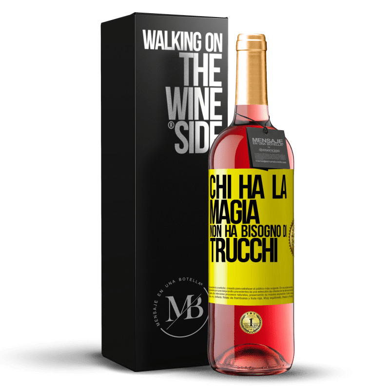 29,95 € Spedizione Gratuita | Vino rosato Edizione ROSÉ Chi ha la magia non ha bisogno di trucchi Etichetta Gialla. Etichetta personalizzabile Vino giovane Raccogliere 2024 Tempranillo