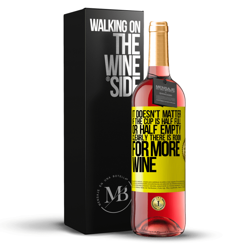 29,95 € Free Shipping | Rosé Wine ROSÉ Edition It doesn't matter if the cup is half full or half empty. Clearly there is room for more wine Yellow Label. Customizable label Young wine Harvest 2023 Tempranillo