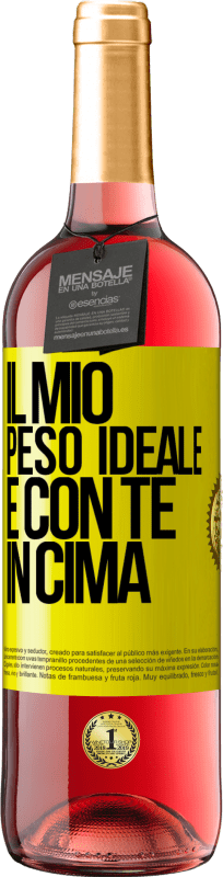 29,95 € | Vino rosato Edizione ROSÉ Il mio peso ideale è con te in cima Etichetta Gialla. Etichetta personalizzabile Vino giovane Raccogliere 2024 Tempranillo