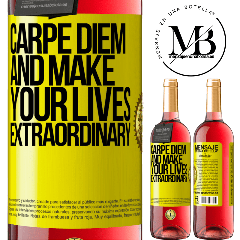29,95 € Free Shipping | Rosé Wine ROSÉ Edition Carpe Diem and make your lives extraordinary Yellow Label. Customizable label Young wine Harvest 2021 Tempranillo