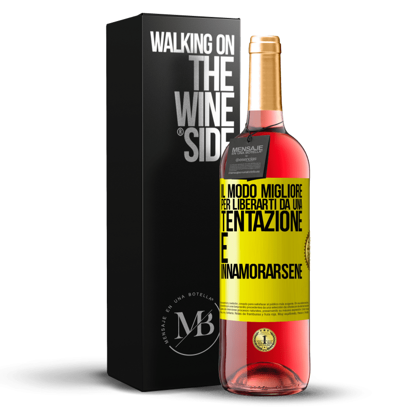 29,95 € Spedizione Gratuita | Vino rosato Edizione ROSÉ Il modo migliore per liberarti da una tentazione è innamorarsene Etichetta Gialla. Etichetta personalizzabile Vino giovane Raccogliere 2025 Tempranillo