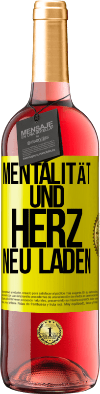 29,95 € | Roséwein ROSÉ Ausgabe Mentalität und Herz neu laden Gelbes Etikett. Anpassbares Etikett Junger Wein Ernte 2024 Tempranillo