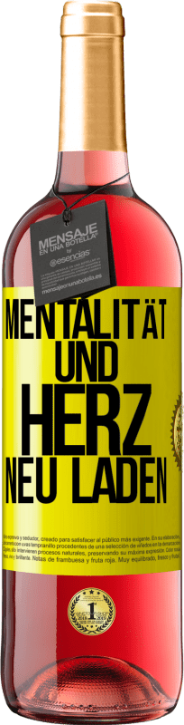 29,95 € Kostenloser Versand | Roséwein ROSÉ Ausgabe Mentalität und Herz neu laden Gelbes Etikett. Anpassbares Etikett Junger Wein Ernte 2025 Tempranillo