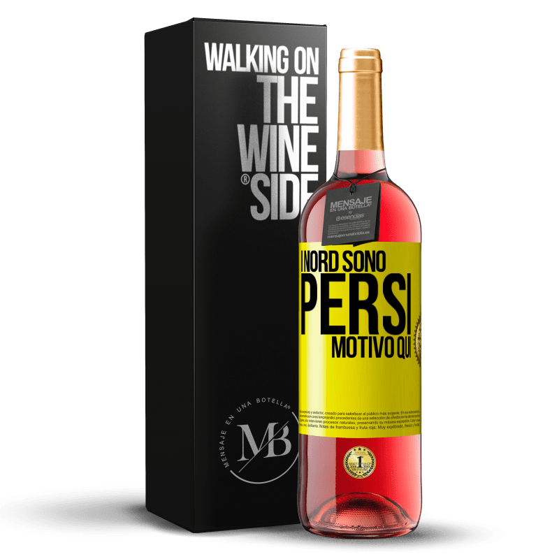 29,95 € Spedizione Gratuita | Vino rosato Edizione ROSÉ I nord sono persi. Motivo qui Etichetta Gialla. Etichetta personalizzabile Vino giovane Raccogliere 2025 Tempranillo