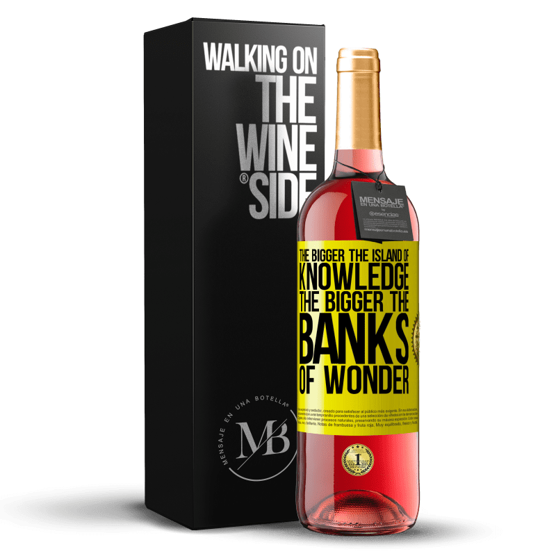 29,95 € Бесплатная доставка | Розовое вино Издание ROSÉ Чем больше остров знаний, тем больше банков чудес Желтая этикетка. Настраиваемая этикетка Молодое вино Урожай 2024 Tempranillo