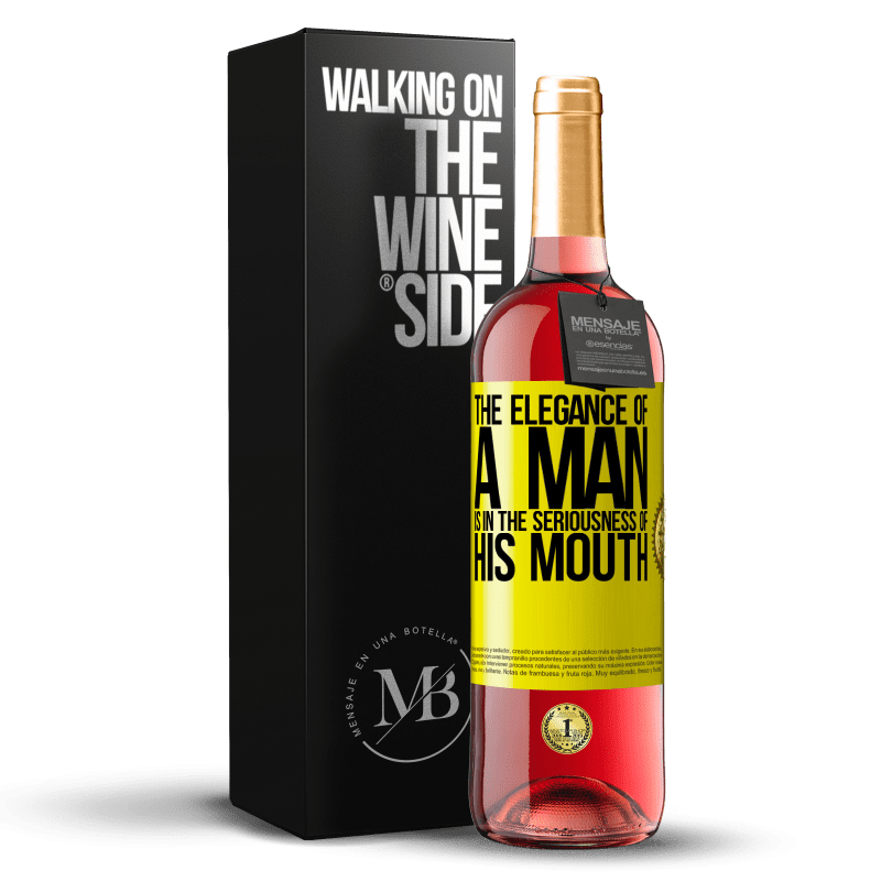 29,95 € Free Shipping | Rosé Wine ROSÉ Edition The elegance of a man is in the seriousness of his mouth Yellow Label. Customizable label Young wine Harvest 2024 Tempranillo