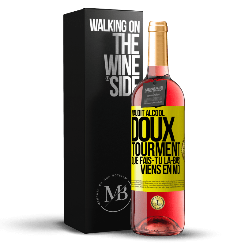 29,95 € Envoi gratuit | Vin rosé Édition ROSÉ Maudit alcool, doux tourment. Que fais-tu là-bas! Viens en moi Étiquette Jaune. Étiquette personnalisable Vin jeune Récolte 2024 Tempranillo