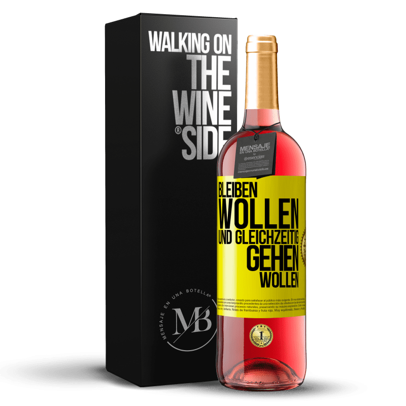 29,95 € Kostenloser Versand | Roséwein ROSÉ Ausgabe Bleiben wollen und gleichzeitig gehen wollen Gelbes Etikett. Anpassbares Etikett Junger Wein Ernte 2024 Tempranillo