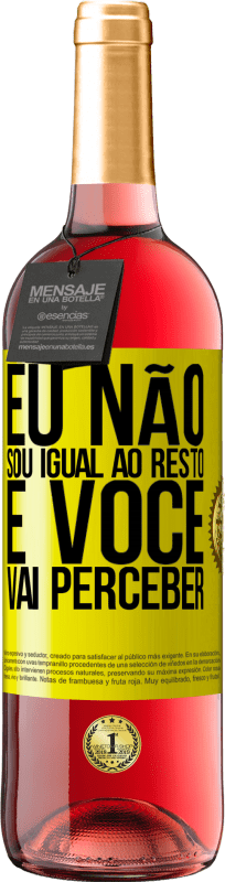 29,95 € Envio grátis | Vinho rosé Edição ROSÉ Eu não sou igual ao resto, e você vai perceber Etiqueta Amarela. Etiqueta personalizável Vinho jovem Colheita 2025 Tempranillo