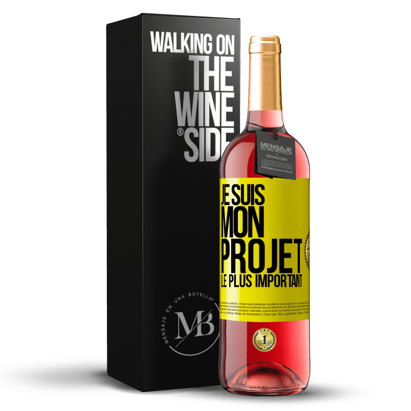 29,95 € Envoi gratuit | Vin rosé Édition ROSÉ Je suis mon projet le plus important Étiquette Jaune. Étiquette personnalisable Vin jeune Récolte 2023 Tempranillo
