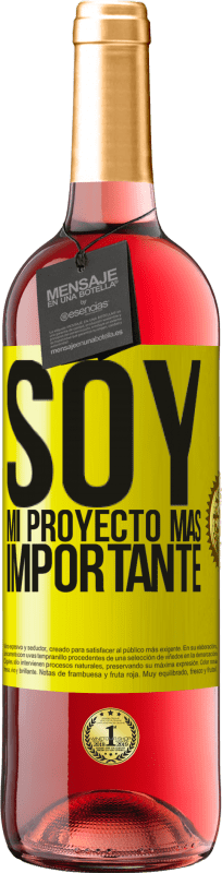 29,95 € | Vino Rosado Edición ROSÉ Soy mi proyecto más importante Etiqueta Amarilla. Etiqueta personalizable Vino joven Cosecha 2023 Tempranillo