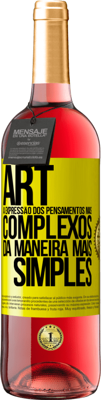 29,95 € | Vinho rosé Edição ROSÉ ART A expressão dos pensamentos mais complexos da maneira mais simples Etiqueta Amarela. Etiqueta personalizável Vinho jovem Colheita 2024 Tempranillo