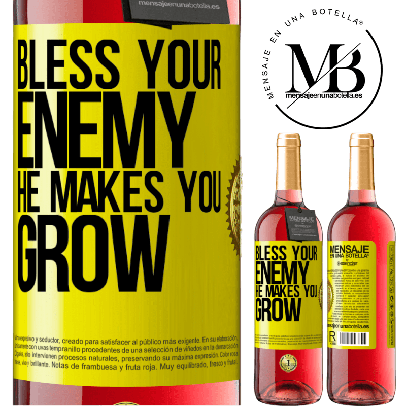 24,95 € Free Shipping | Rosé Wine ROSÉ Edition Bless your enemy. He makes you grow Yellow Label. Customizable label Young wine Harvest 2021 Tempranillo