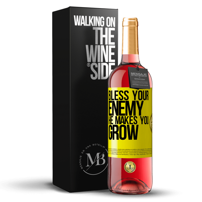 29,95 € Free Shipping | Rosé Wine ROSÉ Edition Bless your enemy. He makes you grow Yellow Label. Customizable label Young wine Harvest 2022 Tempranillo