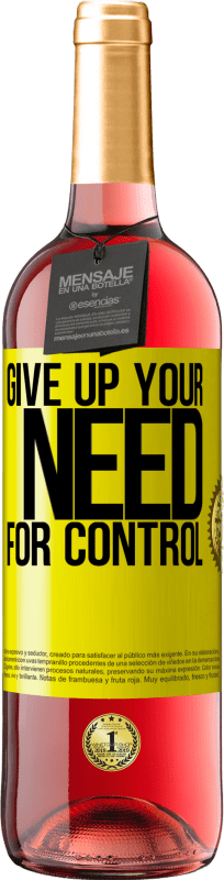 29,95 € 送料無料 | ロゼワイン ROSÉエディション 制御の必要性をあきらめる 黄色のラベル. カスタマイズ可能なラベル 若いワイン 収穫 2025 Tempranillo
