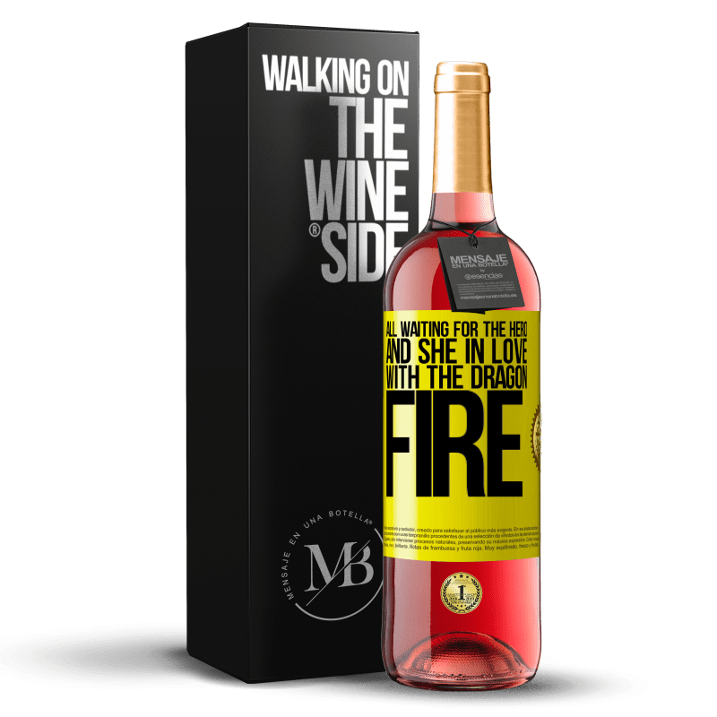 29,95 € Free Shipping | Rosé Wine ROSÉ Edition All waiting for the hero and she in love with the dragon fire Yellow Label. Customizable label Young wine Harvest 2024 Tempranillo