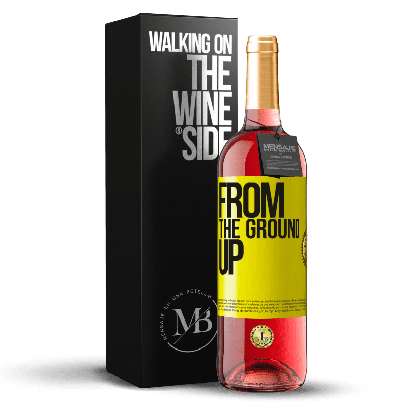 29,95 € Kostenloser Versand | Roséwein ROSÉ Ausgabe From The Ground Up Gelbes Etikett. Anpassbares Etikett Junger Wein Ernte 2023 Tempranillo