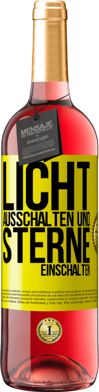 29,95 € Kostenloser Versand | Roséwein ROSÉ Ausgabe Licht ausschalten und Sterne einschalten Gelbes Etikett. Anpassbares Etikett Junger Wein Ernte 2024 Tempranillo