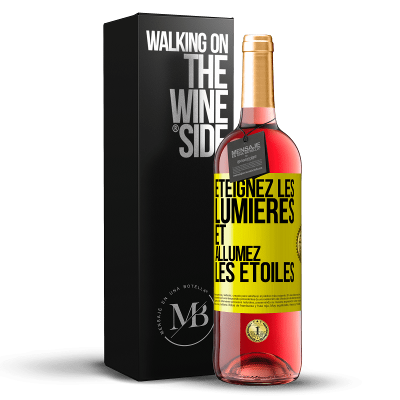 29,95 € Envoi gratuit | Vin rosé Édition ROSÉ Éteignez les lumières et allumez les étoiles Étiquette Jaune. Étiquette personnalisable Vin jeune Récolte 2024 Tempranillo