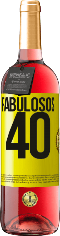 29,95 € | Vino Rosado Edición ROSÉ Fabulosos 40 Etiqueta Amarilla. Etiqueta personalizable Vino joven Cosecha 2024 Tempranillo