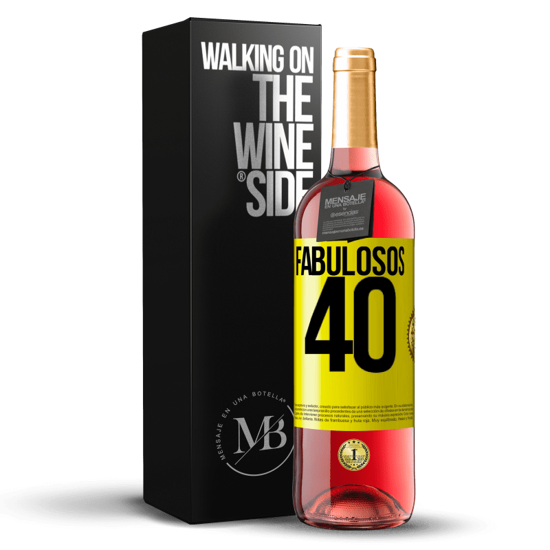 29,95 € Envío gratis | Vino Rosado Edición ROSÉ Fabulosos 40 Etiqueta Amarilla. Etiqueta personalizable Vino joven Cosecha 2024 Tempranillo